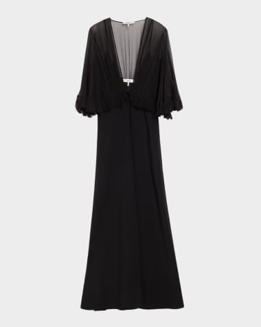 Chloe Ruffle Shrug Silk Maxi Dress
