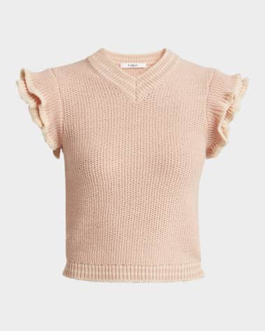 Chloe Ruffle Cap-Sleeve Sweater