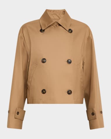 Brandon Maxwell Vivienne Double-Breasted Crop Trench Coat