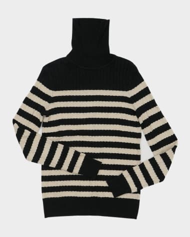 Lingua Franca Striped Turtleneck Rib Knit Sweater