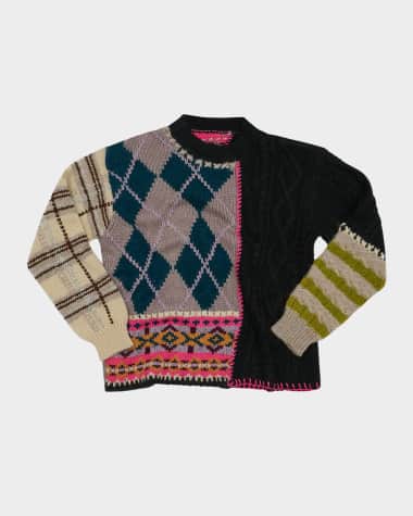 Lingua Franca Hutton Patchwork Whipstitch Crewneck