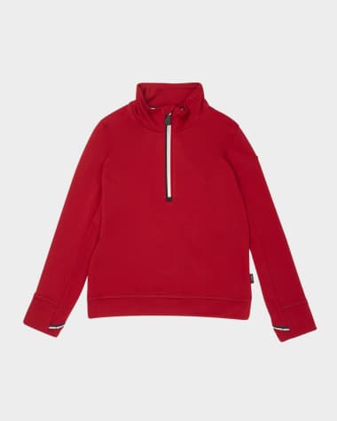 Moncler Grenoble Boy's Tri-Stripe Quarter Zip, Size 8-14