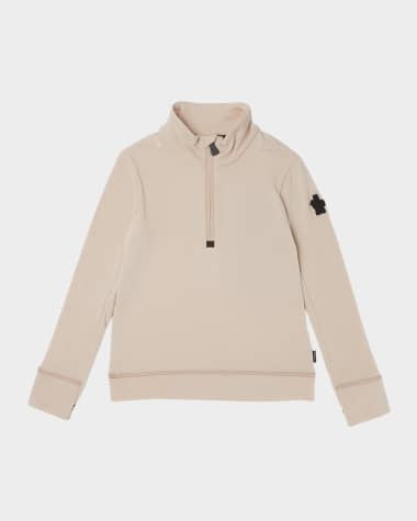 Moncler Grenoble Kid's Tri-Stripe Quarter Zip, Size 8-14