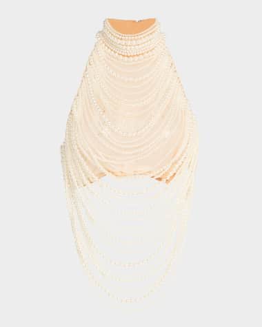 Retrofete Elsie Draped Pearl Top