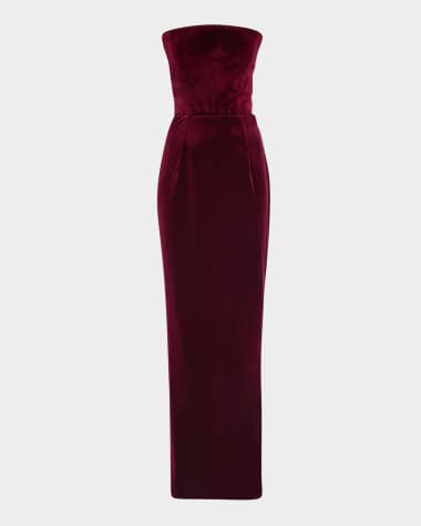 Bronx and Banco Florentina Strapless Velvet Gown with Gloves