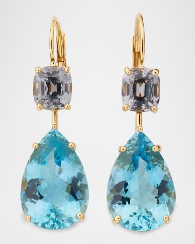 Rahaminov Diamonds 18K Yellow Gold Aquamarine and Spinel Earrings