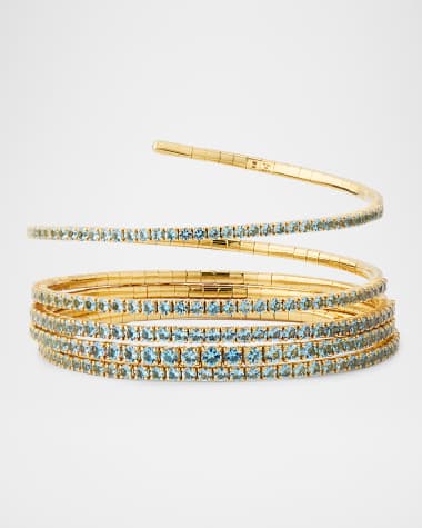 Rahaminov Diamonds 18K Yellow Gold Aquamarine 5-Coil Bracelet