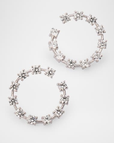 Rahaminov Diamonds 18K White Gold Round Diamond Hoop Earrings