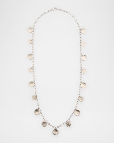 Rahaminov Diamonds 18K White Gold Round Diamond Coin Necklace, 22"L