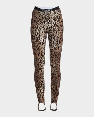 Versace Leopard-Print 90s Versace Pull-On Stirrup Leggings