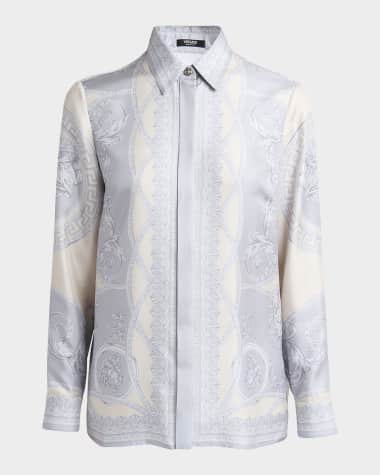 Versace Coupe Des Dieux Barocco Foulard Silk Twill Formal Shirt