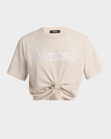 Versace Logo Twist Safety-Pin Crop T-Shirt