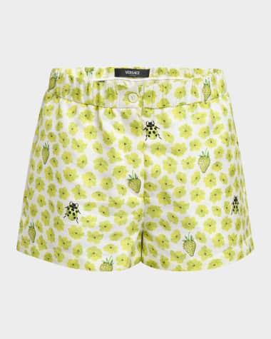 Versace Strawberry Garden Silk Twill Shorts