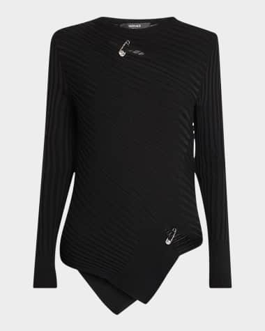 Versace Safety-Pin Cutout Vanise Knit Sweater