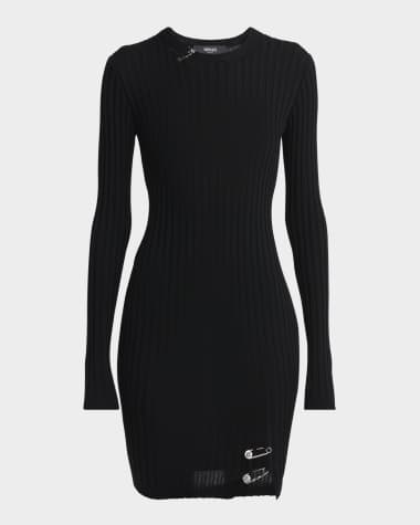 Versace Safety-Pin Slit Vanise Knit Mini Dress