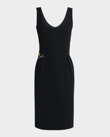 Versace Two-Tone Safety-Pin Sleeveless Techno Cady Dress