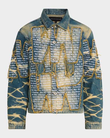 WHO DECIDES WAR Men's Whiskered Overlay Denim Jacket