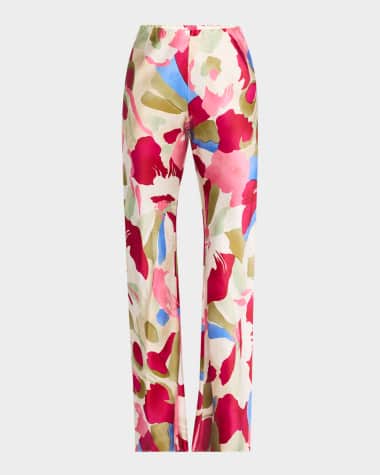 Cult Gaia Stacie Floral Silk Pants