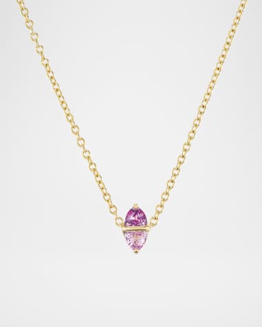 Emily P. Wheeler Tilly 18K Yellow Gold Two-Tone Pink Sapphire Necklace, 16"