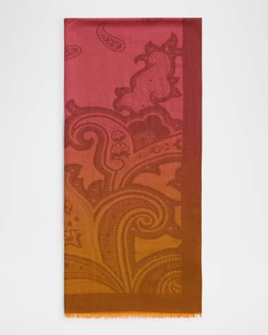 Etro Men's Paisley Scarf with Fringe