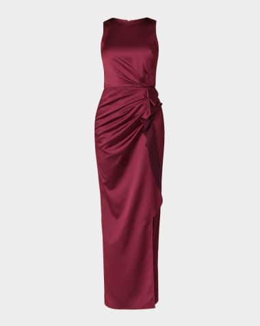 neiman marcus burgundy dress NICHOLAS Cory Sleeveless Pleated Corset Midi Dress