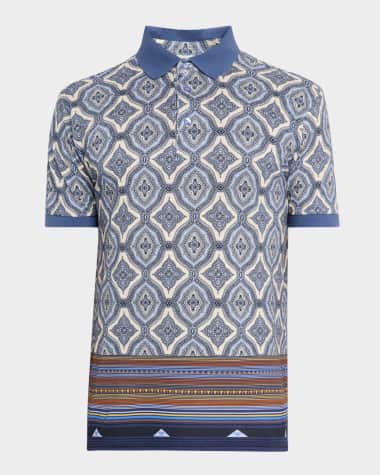 Etro Men's Medallion Stripes Polo Shirt