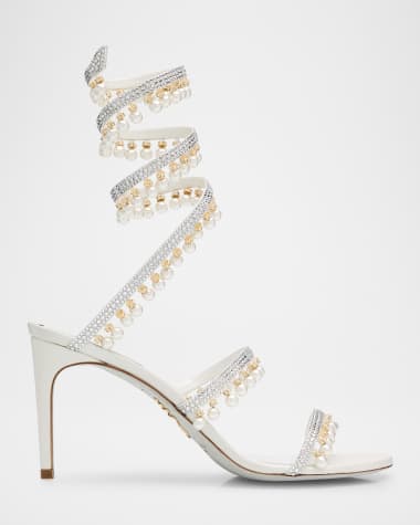 Rene Caovilla Chandelier Snake-Wrap Cocktail Sandals