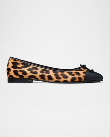 Tory Burch Leopard Cap-Toe Ballerina Flats