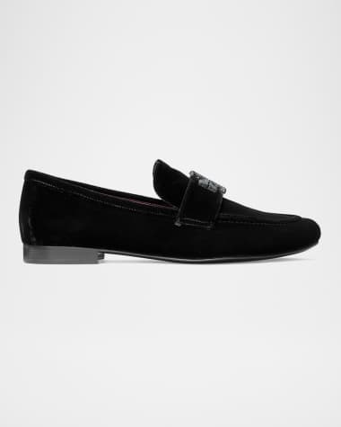Tory Burch Eleanor Suede Pave Medallion Loafers