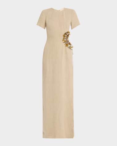 Diotima Seaford Cutout Linen Evening Dress
