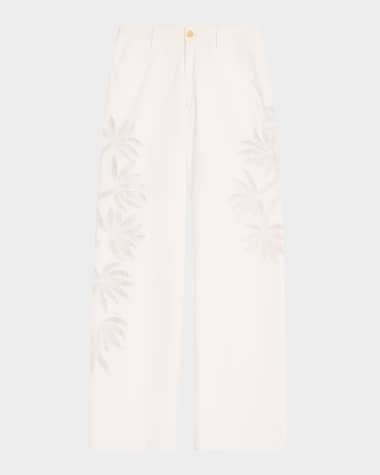 Diotima Stulla Botanical Cutout Wide-Leg Jeans