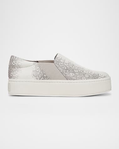 Vince Warren Snake-Embossed Leather Platform Sneakers