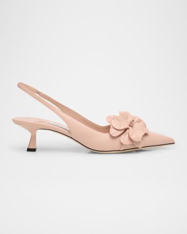 Jimmy Choo Amita Flowers Leather Slingback Pumps