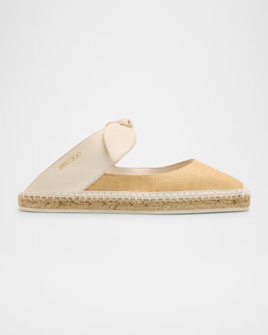 Jimmy Choo Reka Raffia and Leather Flats