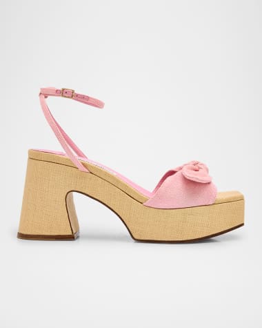 Jimmy Choo Ricia 95 Bicolor Raffia Platform Sandals
