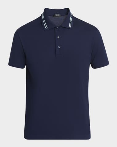 Versace Men's Medusa-Collar Pique Polo Shirt