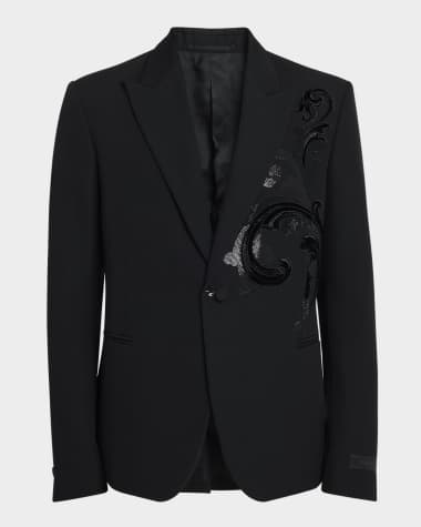 Versace Men's Barocco Leaf Embroidered Dinner Jacket