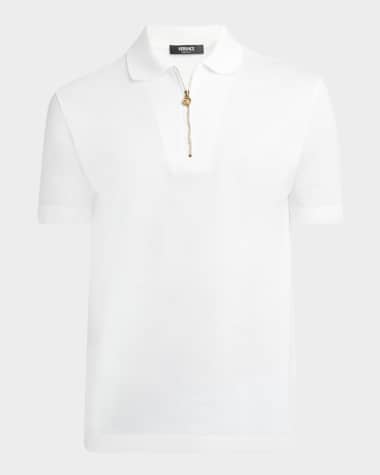 Versace Men's Medusa Zip Pique Polo Shirt