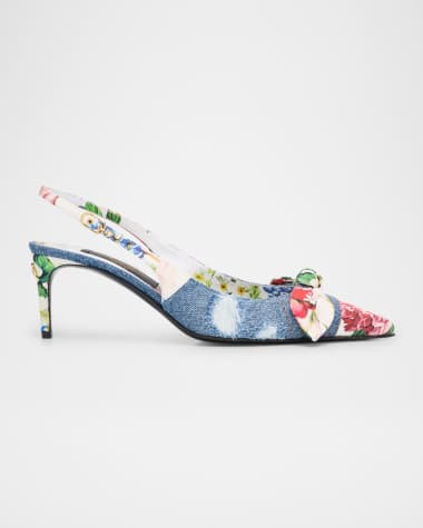 Dolce&Gabbana Lollo Eva Floral Bow Slingback Pumps