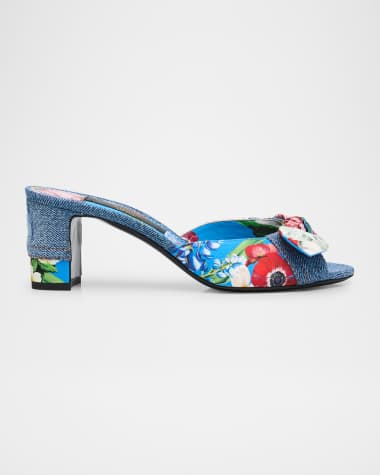 Dolce&Gabbana Kiera Sofia Denim Floral Bow Sandals