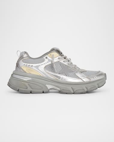Golden Goose Lightstar Net Metallic Leather Runner Sneakers