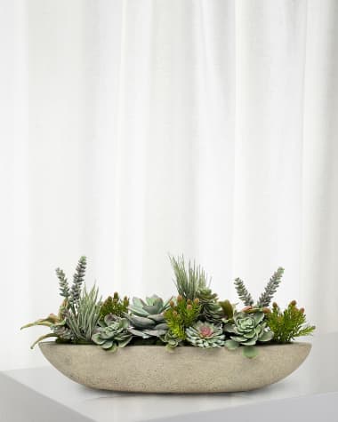Winward Home Succulent Faux Floral Arrangement in Boat, 28"