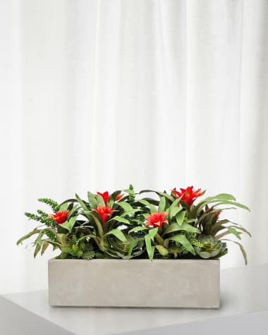 Winward Home Bromeliad Succulent 38" Faux Floral Arrangement in Fiberglass Planter