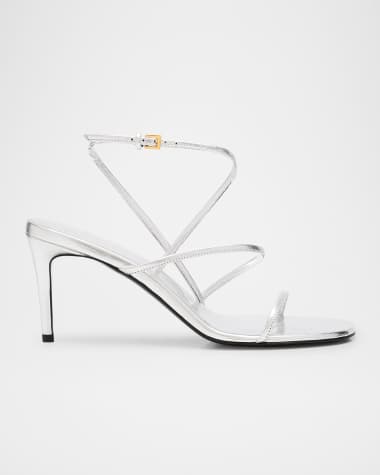 Khaite Strappy Metallic Ankle-Strap Sandals