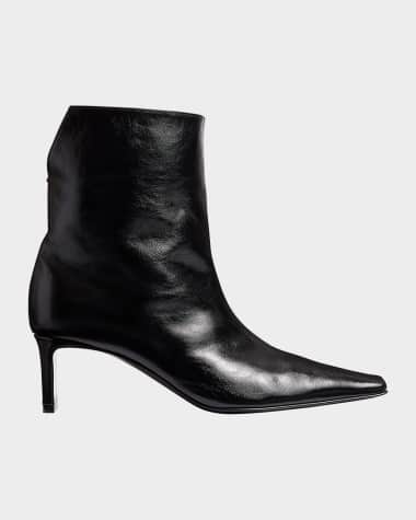 Khaite Ona Leather Stiletto Ankle Boots
