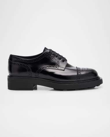 Prada Men's Tyrone Brogue Leather Derby Shoes