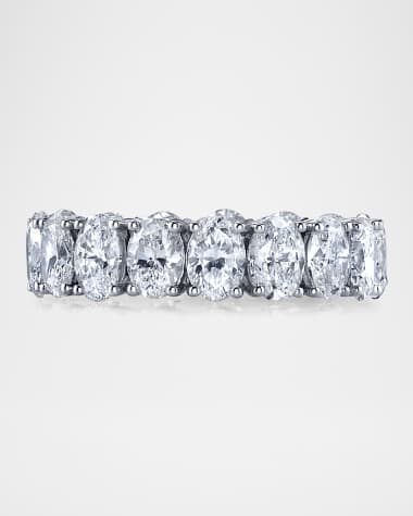 Neiman Marcus Diamonds Platinum Oval-Cut Diamond Buttercup Eternity Band Ring, 4.55tcw