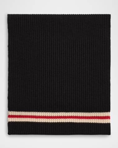 Brunello Cucinelli Striped Rib Knit Cashmere Scarf