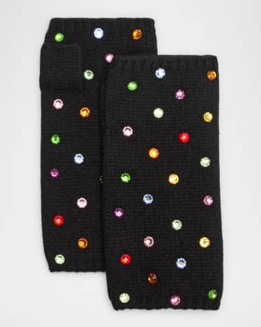 Carolyn Rowan Rhinestone Cashmere Short Fingerless Gloves