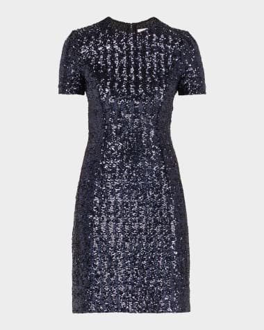 Michael Kors Collection Sequined Short-Sleeve Mini Dress